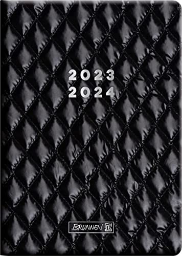 BRUNNEN Schülerkalender „Quilt“ 2023/2024 2 Seiten = 1 Woche A5 schwarz