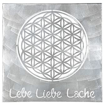 GILDE Wandbild Lebensblume Metall 60x60 cm antik Silber
