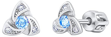 SILVEGO Damen Ohrringe aus 925 Sterling Silber Blumen Ohrstecker mit blauen und weißen Zirkonia Brilliance Zirconia