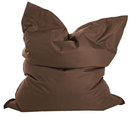 mokebo Sitzsack Outdoor XXL für Kinder & Erwachsene 'Der Große', Bean Bag, Sitzkissen, Liegekissen oder Riesen-Sitzsack mit Füllung, Bodenkissen groß für Balkon & Terasse, 130x170cm, Braun