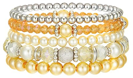 FULU AUTUMN Boho Beaded Bracelet Multi-Layer Crystal Stone Beaded Bracelets for Women Stretch Bracelets Fashion Jewellery Birthday Gifts for Her