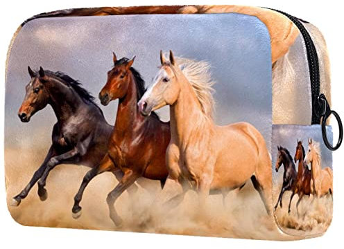 Pferde Kosmetiktasche Kosmetiktasche Handtasche Beutel, 7.3x3x5.1 in
