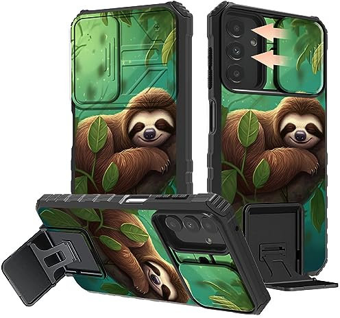 Schutzhülle für Samsung Galaxy A13 5G/4G, mit Schiebe-Kamera-Abdeckung und Ständer, zweilagig, Hybrid-Schutzhülle, stoßfest, für Samsung A13 2022, 16,5 cm (6,5 Zoll), süßes Faultier