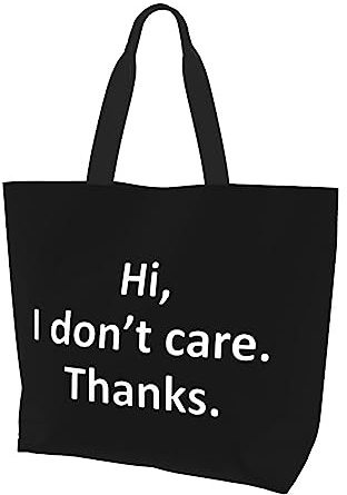 DJNGN Hi I Don't Care Thank Damen-Einkaufstasche, leicht, aus Segeltuch, wiederverwendbar, Schwarz