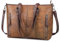 BAIGIO Damen Handtasche Groß Umhängetasche PU-Leder Schultertasche mit abnehmbarem Schulterriemen, Praktische Shopper Einkaufstasche für Frauen, Braun