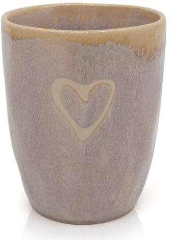 Mea-Living STONEWARE Becher sand Herz, handgemachtes Steingut, 280 ml, wunderschönes handmade Geschirr