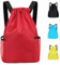 Drawstring Bag Waterproof Swim PE Bag Unisex Large Sports String Backpack Oxford Fabric Gym Sack for School Travel Swimming Holidays Climbing Hiking (50x44,Red)