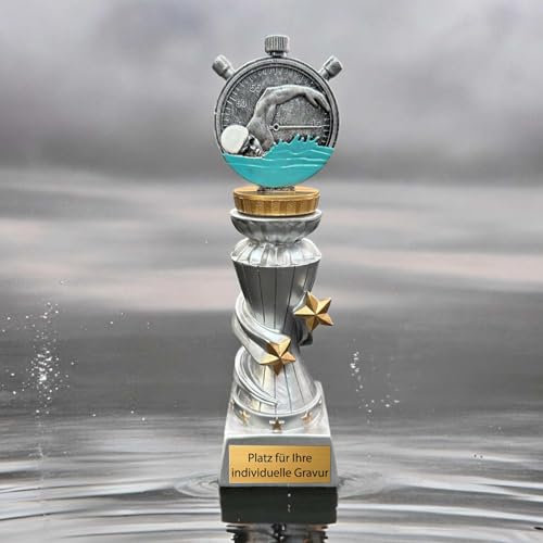 eberin · Schwimmer-Pokal Champion – Die Auszeichnung für herausragende Schwimmleistung · Schwimmsport/Schwimmverein/Schwimmwettkämpfe Pokal personalisierbar · 21cm (MIT Gravur)