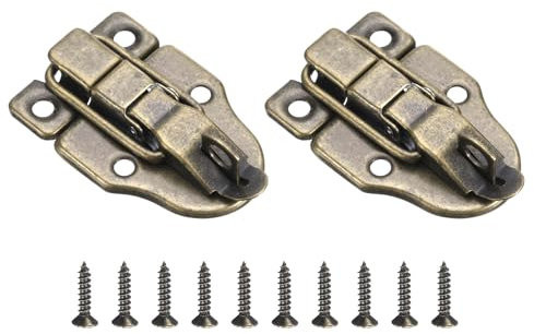 QUARKZMAN 2 Stück Antike Vintage Kistenverschluss, 60 x 40mm Retro Schnappverschluss mit Schrauben Spannverschluss Haspelschloss mit Loch für Holzkisten Truhen Koffer SchmuckschatulleBronze