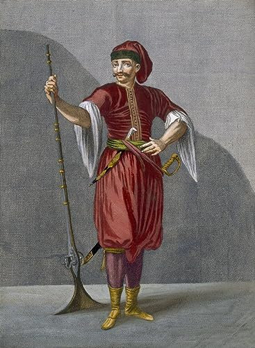 EQVRDCUW Klassisches Ölgemälde Leinwand Wandkunst Leinwandk unstwerk ein albanischer Soldat von Jean Baptiste Vanmour Posterdrucke für Wohnkultur 60x90cm