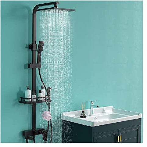 KFHJSNN BHBXZZDB Duschwannen-Set, Duschsystem 8-Zoll-Regenduschkopf mit Handbrausen-Wasserhahn-Sets Wandmontiertes Dusch-Kombi-Set für Badezimmer Prosperous