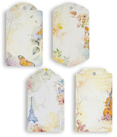 Summer-Ray 48 Stück in 4 Designs Elegante Vintage Floral Geschenkanhänger für alle Anlässe