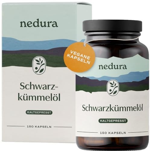 nedura® Schwarzkümmelöl Kapseln – Premium Schwarzkümmel aus dem Orient in eigener Deutscher Manufaktur kaltgepresst & abgefüllt – 150 Stück in veganer Kapselhülle – 1000 mg Tagesdosis