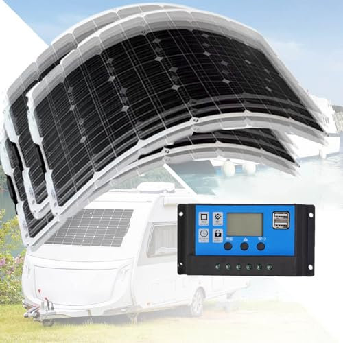MhWrughts Kit de Panneau Solaire 450 W, kit de Panneau Solaire Hors réseau avec contrôleur de Charge 40 A pour Batterie de Voiture, Camping-Car, Yacht, Bateau