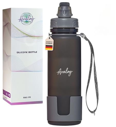 Avaloy faltbare Trinkflasche faltbare Trinkflasche Silikon 550ml Wiederverwendbare faltbare Wasserflasche trinkflasche für kohlensäurehaltige getränke weiche Flasche Festival Flasche leicht