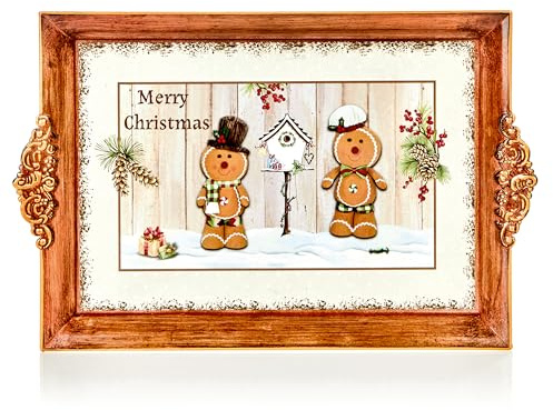 Premier Decorations Christmas Gingerbread Serving Tray - 39cm x 25cm - Gift Idea for Xmas - Gingerbread Themed, UK Design, For Food & Drinks