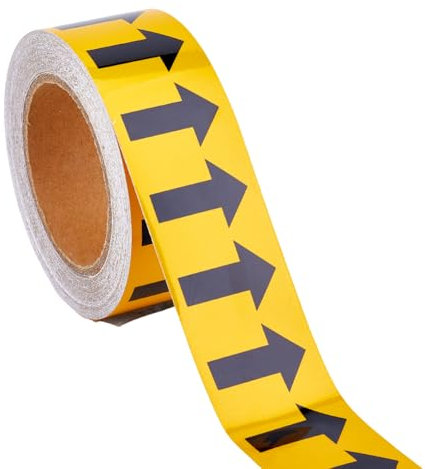 SUPERFINDINGS 20m Pfeil Anzeige Aufkleberrolle Rohr Reflektierende Markierungsaufkleber Selbstklebende Gelbe Und Schwarze Pfeil Etikettenband Anzeige Pfeil Markerstreifen Aufkleber