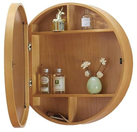 Runder Badezimmerspiegelschrank Mit LED-Leuchten Badezimmerspiegel Zur Wandmontage – Runder Spiegel Mit 50/60/70 cm Durchmesser Beleuchteter Badezimmerspiegelschrank,C-60cm