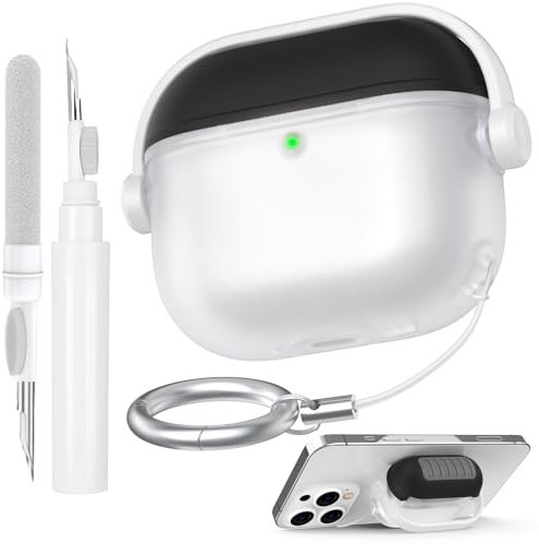 AhaStyle AirPods 4 Custodia con clip di blocco sicuro, design carino delle cuffie musicali per AirPods di quarta generazione con kit di pulizia per Apple AirPods 4 2024