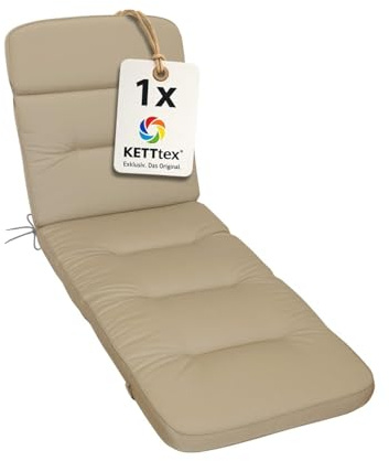 KETTtex EXKLUSIV Auflage Rollliege Agora Natur I Gartenliege Polster 200x65x9cm I hochwertige & Pflegeleichte Liegenauflage I Wetter- & formbeständige Liegen-Auflage I KTH3 Liegestuhlauflage
