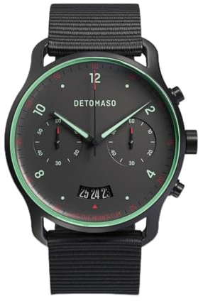 DeTomaso Herrenuhr Sorpasso Chronograph in Gray Mint - Armbanduhr an rotem Ocean Plastic-Armband - aus 316L Chirurgenstahl mit einem Quarzuhrwerk & saphirgehärtetem Mineralglas – 42 mm