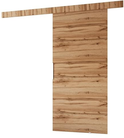 MINIO go for it - Schiebetür Komplettset CLEAN A, Schiebetüren, Wandmontage, Schiebetürsystem, Zimmertüren (Wotan Eiche/Schwarz, 106x205 cm)