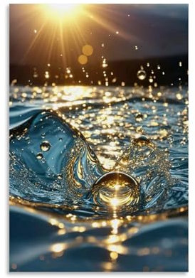 XMHYHMY Drip Poster A Sun Rises on The Surface of Water, Wandkunst, dekoratives Gemälde, Wandbild, moderne Dekoration, hängendes Kunstposter, 20 x 30 cm
