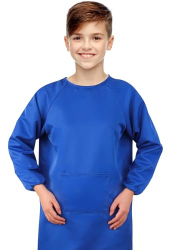 Livdouyu Blouse de peintre pour enfants, de 8 à 12 ans, imperméable, avec grandes poches et manches, pour travaux manuels