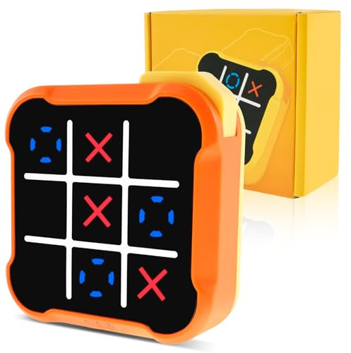 3 in 1 Toe Bolt Game, T.ic T.ac T.oe Elektronisch Kultivieren Schnelle Reaktionsfähigkeit Gedächtnis, Handheld Spielkonsole Puzzlespielkonsole für Kinder Erwachsene (Orange)