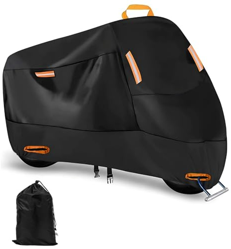 Zorplex Telo Coprimoto Impermeabile da Esterno e Interno, Copertura Moto in Tessuto Oxford 210D con Fori per Lucchetto, Resistente a Pioggia Polvere Vento UV Neve, Copri Scooter Motorino 245x105x125c