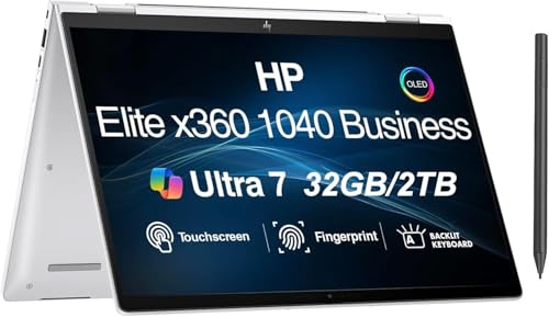 HP Elite x360 1040 Business 2-in-1 Laptop 14.0 Touch OLED 2.8K Display | Intel Ultra 7-155H, 32GB LPDDR5X, 2TB SSD, Active Pen, Backlit KB, Fingerprint, Dual Thunderbolt 4, WiFi 7, Win 11 Pro