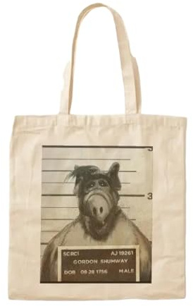 JWPPPATD Alf Mugshot Baumwolle P fr Canvas Tasche Unisex Handtasche Stoff Damen Tote Lebensmittelgeschäft Mode Bedruckt Casual