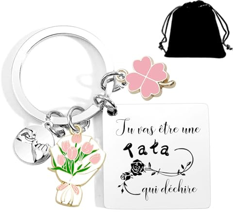 Lumengqi Cadeau annonce grossesse Maman Porte clef Cadeau Future Maman, Tata, Marraine, Mamie cadeaux tu vas etre grand mere tu vas etre maman Porte-Clés Cœur Gravé et Personnalisé