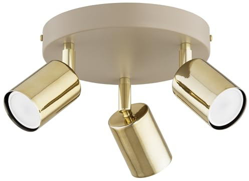 KAR LIGHTING Deckenleuchte 3-flammig Gold Rund – schwenkbarer Deckenstrahler & LED Spotlampe aus Metall – GU10 Strahler für Küche, Wohnzimmer, Flur – modern & LED geeignet