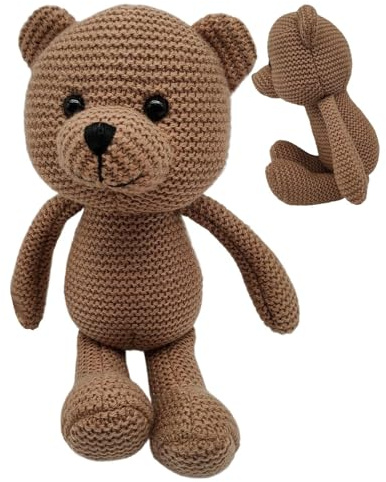 D'ours Strickbär – Kuscheltier mit Cartoon-Tier, weich, gehäkeltes Bärenspielzeug | Plüschbär mit 25 cm / 9,84 Zoll | Dekoration für Zuhause, Schlafzimmer, Sam