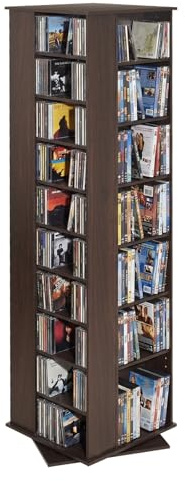 VEVOR Scaffale Girevole a 360° Porta Riviste Libri Cartoline 34 Scomparti, Mobile a Colonna Contenitore Multimediale Libreria per Collezioni Ripiani Regolabile Organizer per Uffcio Soggiorno Salotto