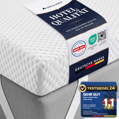 Hochwertiger Topper 180x200cm 7cm - H2/H3 Matratzentopper mit weicher Gel-Memory- und stützender Komfortschicht - Ökotex 100 Zertifiziert - Atmungsaktiver & waschbarer Bezug - Matratzenaufwertung