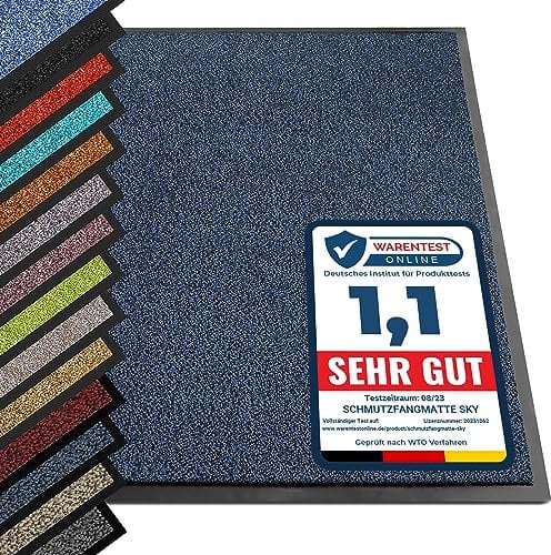 etm® Schmutzfangmatte - Note 1,6: Sieger Preis-Leistung - Fußmatte in vielen Größen - Türmatte Fußabstreifer für Haustür innen und außen (Blau-Schwarz, 40x60 cm)