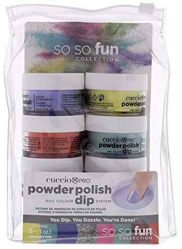 Cuccio Powder Polish Dip System - So So Fun Kit (8 pack) 0.5 oz,yellow