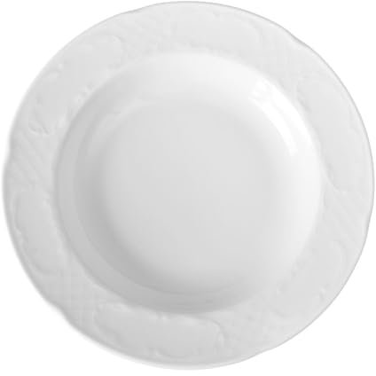 HENDI Assiette plate, bords renforcés, émaillage de qualité, résistance aux impacts et à l'usure, convient à micro-ondes et lave-vaisselle, ø235mm, porcelaine blanche