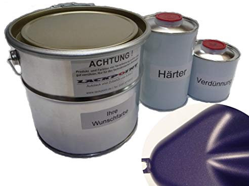 Lackpoint 1,75 Litri Set 2K Auto Vernice Notte Blu Metallizzato Opaco Non Vernice Trasparente