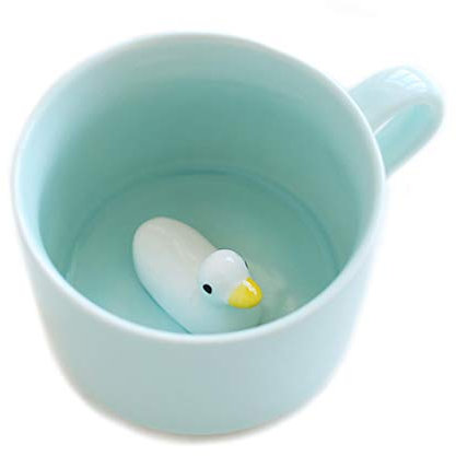 IPENNY Tazza in ceramica cartone animato divertente tazze di porcellana regalo creativo segno tazze con animale stereo 3D all'interno tazze latte caffè tè tazze espresso tazze