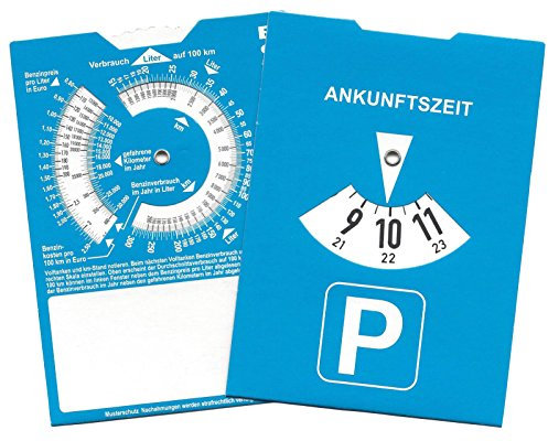 Unbekannt Europa Parkscheibe Parkuhr mit Benzinrechner Rückseite neutral ohne Werbung (25)