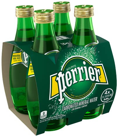 Perrier, Acqua Minerale Frizzante in Vetro - 4 bottiglie da 33cl