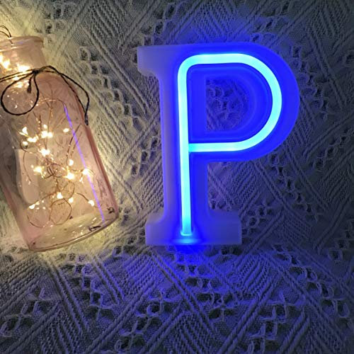 Blaue Buchstaben Neon Zeichen Wörter Wanddekoration für Haus, Bar, Weihnachten, Geburtstagsfeier, Valentinstag(P)