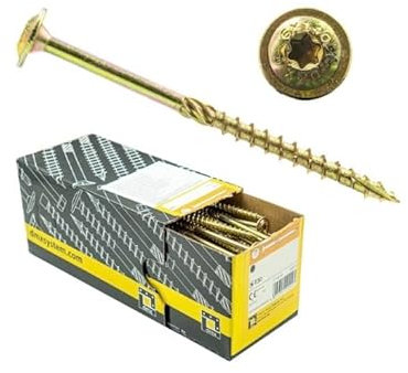 CT Lot de 100 vis à tête plate Torx TX avec tête plate Jaune galvanisé 6 x 180 mm