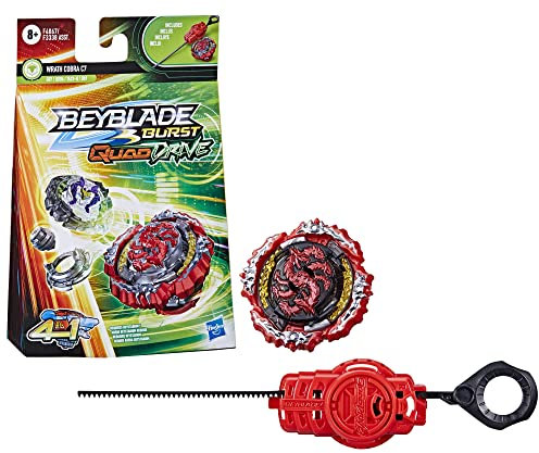 BEYBLADE Burst QuadDrive Wrath Cobra C7 Kreisel Starter Pack - Verteidigung/Angriffstyp Kampfspiel mit Launcher, Spielzeug für Kinder