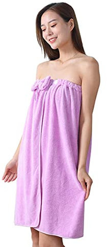Asciugamano da Bagno per Doccia in Spugna da Donna Coperta da Viaggio Leggera Morbidezza e Assorbenza Asciugamano da Sauna Con Chiusura Telo da Sauna,Viola,75 * 150cm