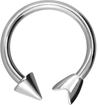 PIERCINGLINE Titan Hufeisenring mit Gewinde PFEIL Ohr Piercing Nase Septum Silberfarben 8 mm