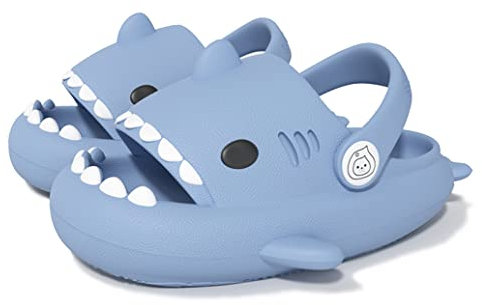 SMajong Ciabatte Squalo Estive Bambini e Ragazzi Pantofole da Bagno Bambino Ciabatta da Doccia Antiscivolo Sandali da Spiaggia e Piscina a Punta Aperta A Blu 29-30 EU